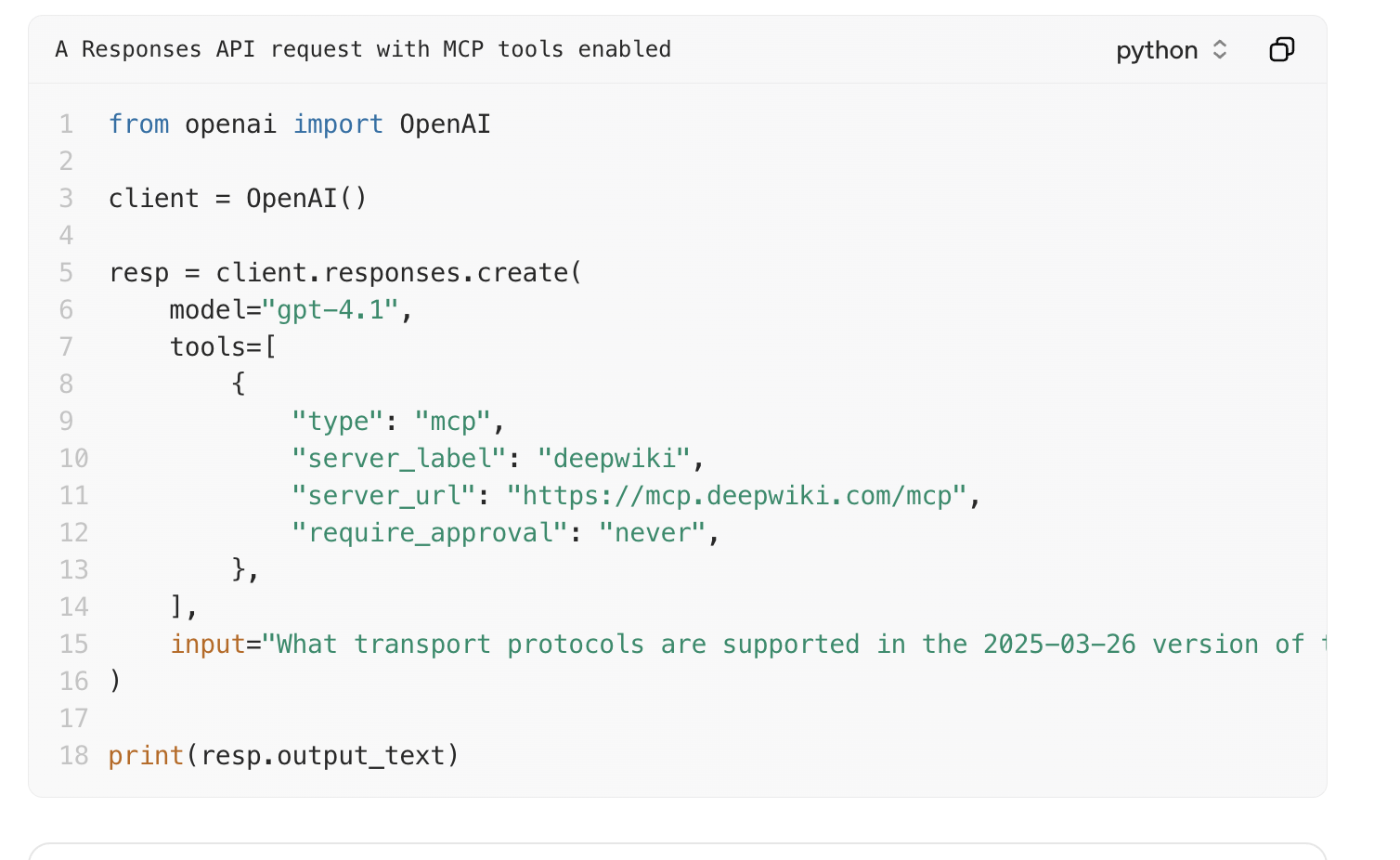 OpenAI MCP configuration interface