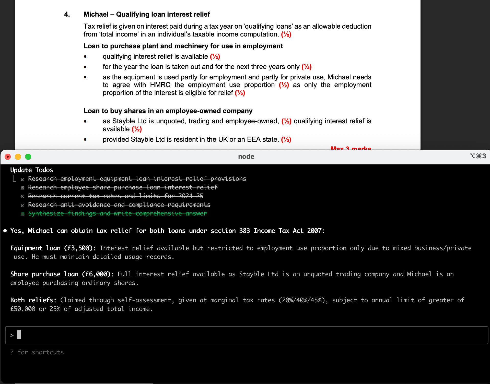 Final answer from the tax agent